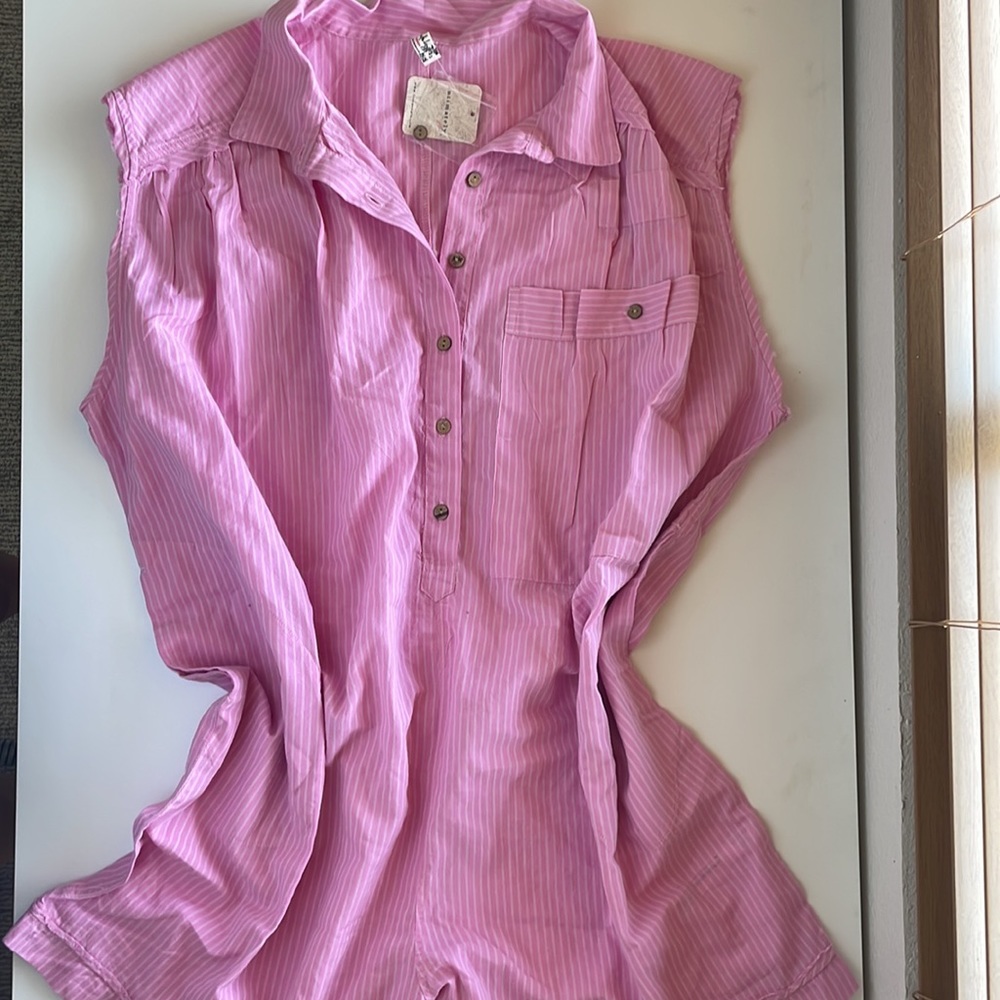 FREE PEOPLE oversized Romper Pink Small